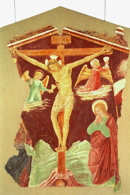 crocifisione di Cristo con la Madonna, San Giovanni evangelista e angeli della Passione
